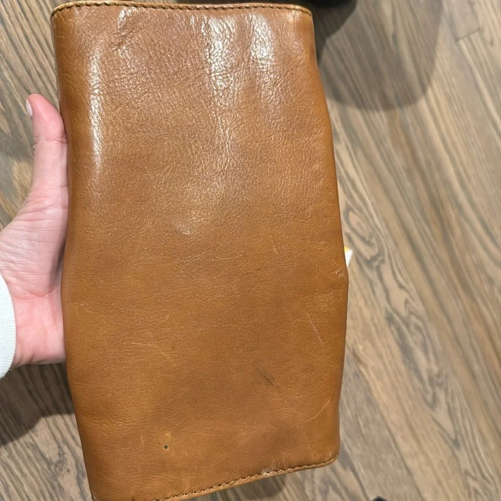 Michael Kors Brown Leather Clutch with Gold Chain